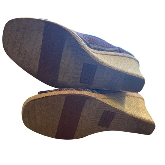 TOMS‎ Women's Espadrille Wedge Multi Stripe Peep Toe W5.5 - Picture 6 of 6